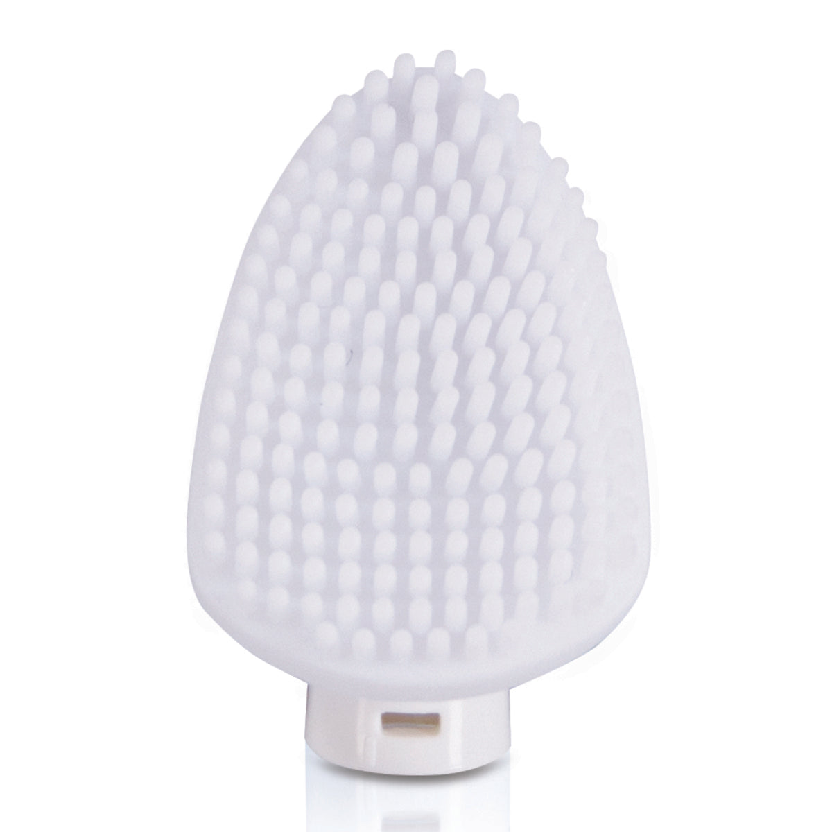 The Rio 4 in 1 Facial Cleansing Brush features a white silicone brush head with soft, rounded bristles, designed to gently cleanse or exfoliate your skin, shown against a plain background.