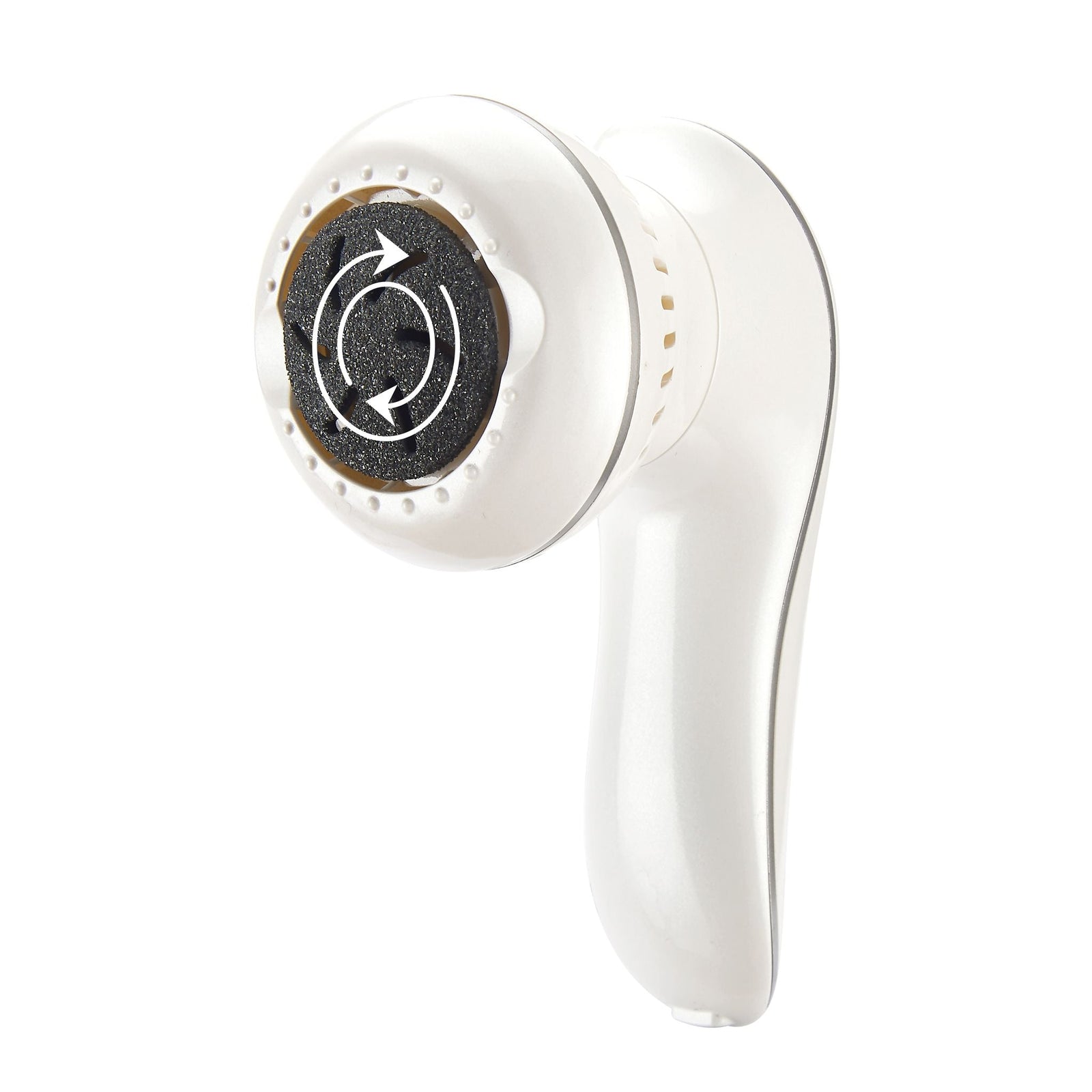 60 second spa pedi hard skin remover with arrows showing the rotating sanding head