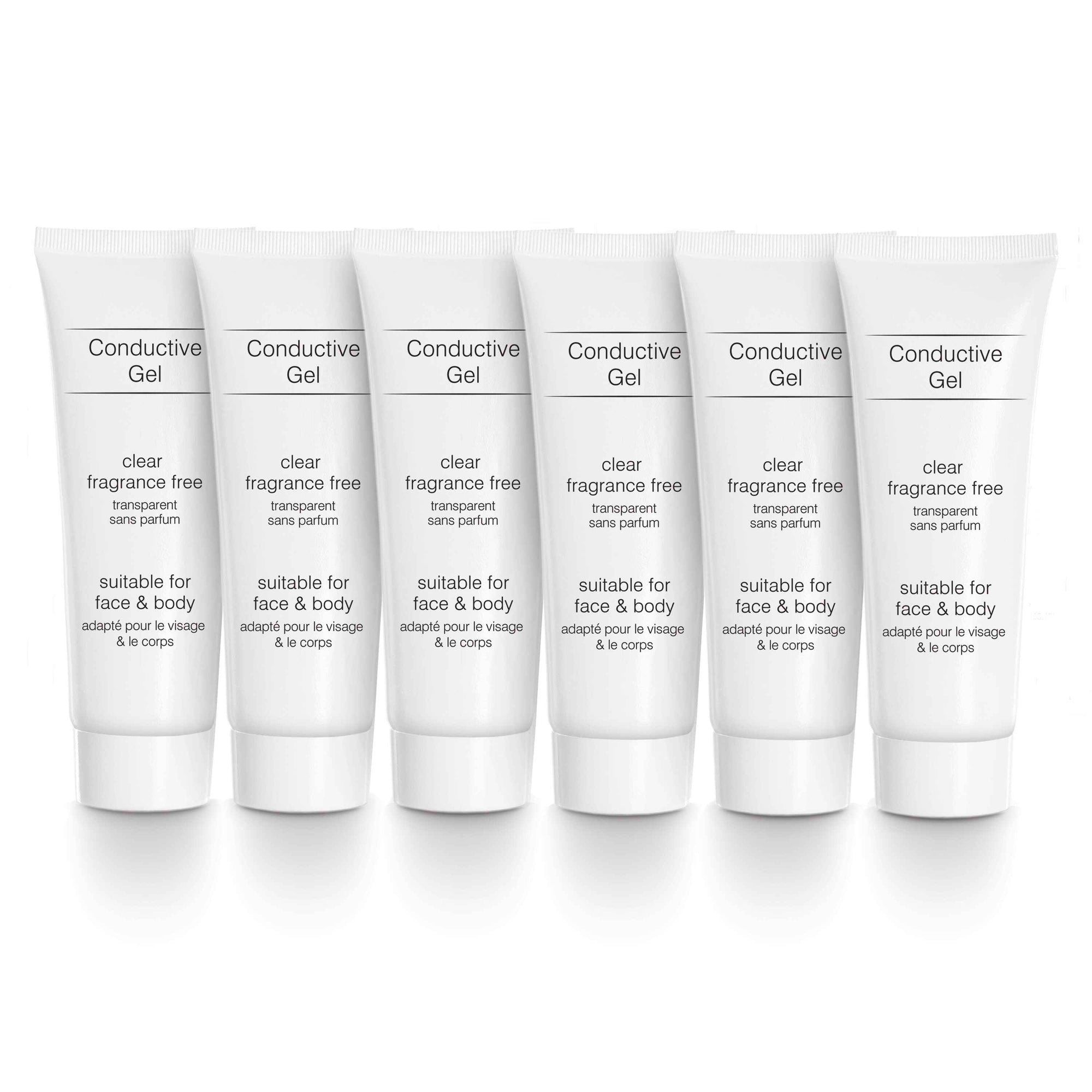6 tubes of 85ml conductive gel on a white background